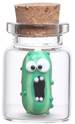 Ruwshuuk Miniature Glass Screaming Pickle in a Bottle | Glass Screaming Pickle Jars | Tiny Glass Screaming Pickles in a Bottle, Funny Emotional Support Pickle for Home Decoration