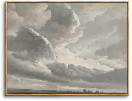 hyidecorart Vintage Leinwand Bilder mit Rahmen Holz, 30x40 cm Wandbilder Wohnzimmer Natur Sonnenuntergang Landschafts, Wanddeko Schlafzimmer Gemälde Badezimmer Kunst Büro Zimmer Esszimmer
