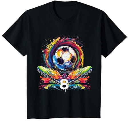 Kinder Kinder 8 Geburtstag Junge 8 Jahre Fußballer Fußball Geschenk T-Shirt