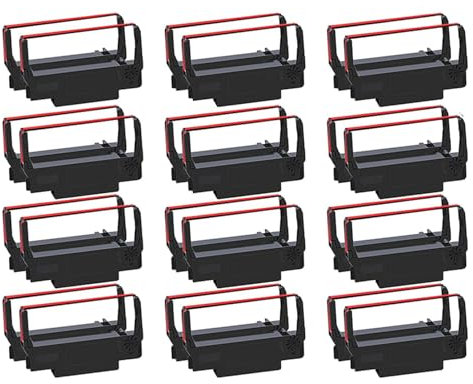 Sweeaau Farbbandkassette ERC30 Schwarz und ERC30 ERC-30 ERC30 34 38 B/R Farbband für Epson TM-U220 M188B ERC30 ERC34 ERC38 NK506 Farbbandkassette 24 Stück
