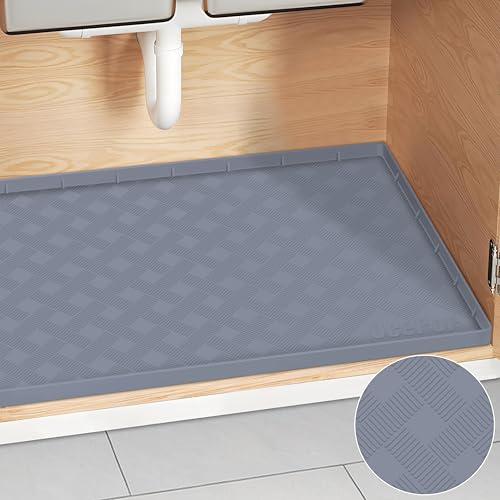 Tapete para debajo del fregadero de 22 x 19 pulgadas, tapete impermeable para debajo del fregadero de la cocina, tapete impermeable para la parte inferior del fregadero de la cocina, bandeja de