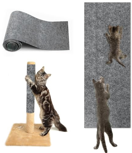 Selbstklebend Kratzbretter Hellgrau Katze Kratzteppich Katze Kratzmatte Katze Wand Teppich Katzen Kratzbrett Katzen Kratzwand(200cmx40cm/78.7 * 15.7 Zoll)