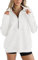 Imily Bela Damen Oversized Sweatshirt Half Zip Langarm Tiefer V-Ausschnitt Warme Casual Pullover mit Taschen