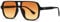 LOJUDI Retro 70s Sunglasses Womens Mens - Pilot Square Tinted Lens Oversized Vintage Ladies Sun Glasses Trendy Shades for UV400 Protection-Black/Orange Yellow Lens
