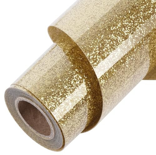 TORC Champagne Glitter HTV Champagne Heat Transfer Vinyl HTV Rolls, 12 x 12 ft Iron on Vinyl for T Shirts Champagne HTV Vinyl for All Cutter Machines Easy to Cut & Weed for Heat Vinyl Design 1 Roll