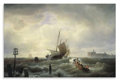 Andreas Achenbach Poster, Eingang zum Hafen von Hellevoetsluis (1880–1890), Gemälde auf Leinwand, Wandkunst, Poster, Rollbild, Wanddekoration, Heimposter, 30 x 45 cm