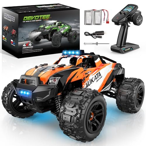 Dromlag Coche Teledirigido 36KM/H, 1:18 4WD Offroad RC Coche Monster Truck con 2 Baterías, 2.4GHZ Coche Radiocontrol Juguete Regalo para Niños Adultos