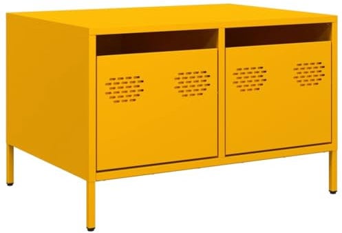 vidaXL Mobile TV Giallo Senape 68x50x43,5 cm Acciaio Laminato a Freddo, Supporto TV, credenza TV, Mobile HiFi, Mobile Porta TV, Porta TV