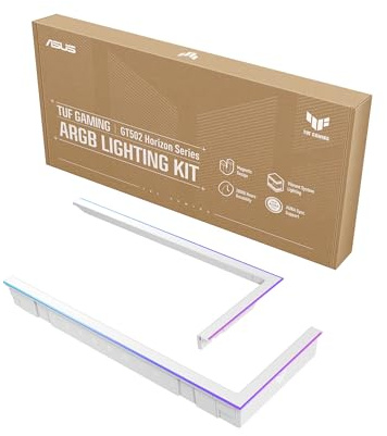 ASUS TUF Gaming ARGB Kit d'éclairage pour GT502 Horizon Series (Blanc) 2 Cadres ARGB à Bords extérieurs, système d'éclairage Vibrant, Installation Facile, Design magnétique, synchronisation Aura