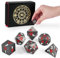 Lot de 7 dés DND polyédriques en métal avec boîte à dés pour jeux de rôle DND Donjons et Dragons, jeux de société (noir fouetté)
