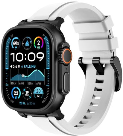 Astorgos Sport Band Compatible con Apple Watch Ultra 3/2/1 49mm,S11/S10 46mm,9/8/7 45mm,SE3/SE2/SE/6/5/4 44mm,3/2/1 42mm, Correa de Silicona Ajustable para Reloj Repuesto Transpirable, Blanco