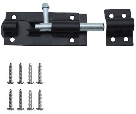 Keypak 75mm Straight Tower Bolt Security Sliding Lock, Door Gate Hardware | Black Weather Resistant Metal Garden Lock