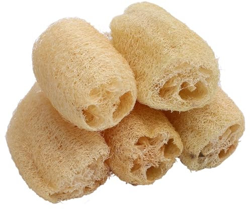 ÉPonge en Luffa, 5 Pièces éponge à Vaisselle Brosse à Vaisselle Efficace pour La Cuisine, Brosse à Vaisselle en Luffa, Réseau Luffa pour Laver La Vaisselle, Brosse à Vaisselle