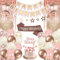 Aurmonigo Rose Gold Birthday Decorations - Happy Birthday Party Decoration Banner Balloons Foil Confetti Balloon, Cake Topper Tinsel Curtain Garland Sash for Girls Women Party Supplies