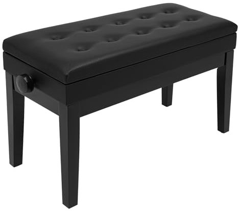 YOICUATGNA Klavierhocker Höhenverstellbar, Pianobank mit Stauraum, Klavierbank mit PU Lederkissen, Keyboardbank Klavierstuhl Heavy Duty Holz Piano Bench bis 160KG Belastbar, Schwarz