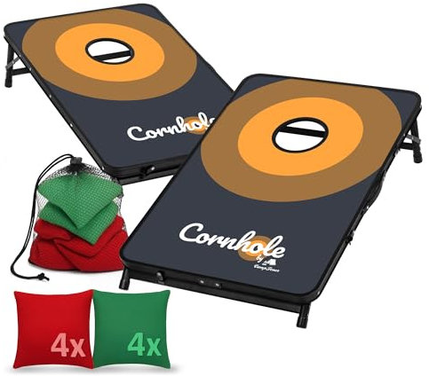 CampFeuer Offizielles Cornhole Spiel Outdoor | Spiel Set mit 2 Boards, 8 Wurfsäckchen mit Aufbewahrungsbeutel | 90 x 60 cm | Sackloch Spiel, Wurfspiel, Bean Bag Game, Gartenspiel, Corn Hole Game