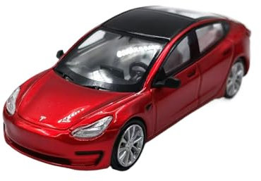 Miniatur Motorfahrzeug-Modelle 1:64 Für Tesla Model 3 Metall Rot Druckguss Legierung Auto Modell Klassische Fahrzeug Statische Ornament Fertigmodell