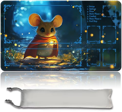 MTG Spielmatte MTG PlayMat -60cm x 35cm, Originalkunst, rutschfeste TCG Spielmatte mit Gummiboden und genähten Kanten, Commander TCG Rollbar & Faltbare Kartenmatte (with Zone,mtg48-1)
