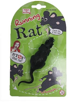 jokeshop Running Pull Back Rat Fake Plastic Realistic Lifelike Rodent Mouse Super Fast Prank Scary Gag Joke