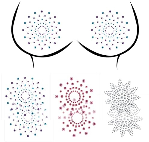 Lot de 6 cache-tétons en strass à paillettes pour tétons sexy