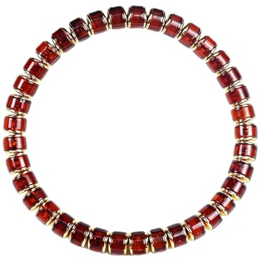 Gmissbabicoo Amber Bracelet for Women MenNatural Blood Red Ambers 18k Gold Plated Jewelry Handmade Stretch Band Bracelets Fashion Design Unisex