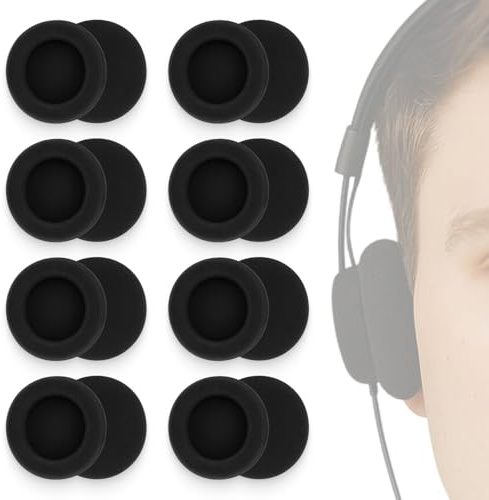 16 Stück Schaumstoff Polster, Ersatz-Ohrpolster 50mm, Weiche Ohrkissen für Kopfhörer Headset, Atmungsaktiv, Komfortabel, Geräuschdämmend, Schwarz, Einfach zu Montieren und Langlebig
