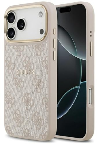 CG MOBILE Guess 4G PU Classic Logo Compatible with MagSafe Case for iPhone 17 Pro Max (Pink)