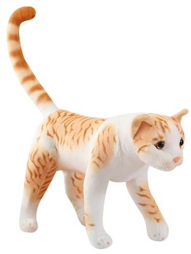 TOSPLUING Katze Kuscheltier Katzen Plüschtier Stofftier Plüschtiere Plüschkatze Lebensechte Plüsch Katzenkuscheltiere Cat Plushie Plush(Orange)