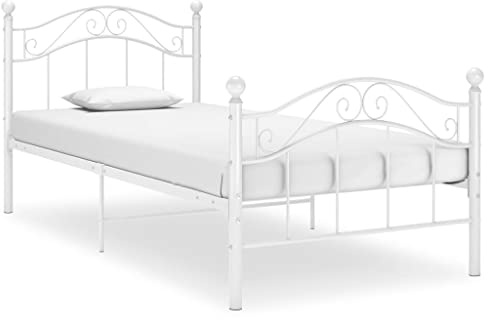 Frdhee Schlafsofa Futonbett, Bett Weiß Metall 90x200 cm, Robust, Leichte Montage, Umfangreicher Stauraum