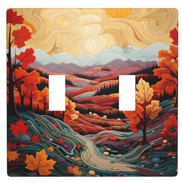 WZYWHJ Maple leaves and hills Printed Decorative Wall Plate 4.5x4.5 Inches Durable and Stylish for Residential and Commercial Areas