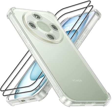XINYEXIN Custodia per Honor Magic 8 Lite con 2 Pezzi Pellicole Protettive in Vetro Temperato – Trasparente Cover Morbida in TPU con Angoli Airbag, Antiscivolo