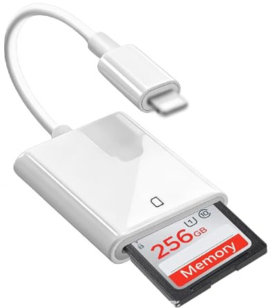 Lightning to SD Card Reader for iPhone and iPad, Trail Camera SD Reader Camera Memory Adapter for Photo Video File Transfer Plug and Play Viewer Compatible with iOS Devices for Importing Footage Media