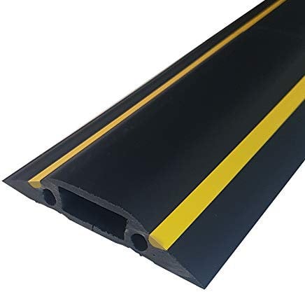 3m x 83mm Heavy Duty Rubber Floor Cable Safety Cover Protector - Conduit Tunnel Sleeve – Great for Home (Garage), Office, Warehouse – Walk Over Wire Management - Loops