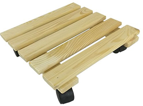 STI Sottovaso con Ruote Quadrato 30x30 cm Legno Europeo impregnato Giardino Balcone