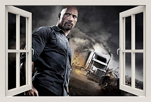 Unified Distribution Snitch The Rock Dwayne Johnson - Wandtattoo mit 3D Effekt, Aufkleber für Wände und Türen Größe: 92x61 cm, Stil: Fenster
