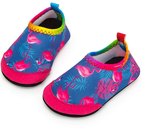 Yorgou Baby Strandschuhe Schwimmschuhe Badeschuhe Wasserschuhe Schnelltrocknende Aquaschuhe rutschfest Barfuss Schuh für Kinder Beach Pool, Flamingo / Violett, 21/22 EU