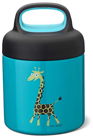 Carl Oscar Kleine Isolierflasche für Suppe, Obstsalat, Nudeln etc. für Kinder, aus Edelstahl, doppelwandig, Türkis, Ø 8,7 x 13,5 cm, 0,3 l