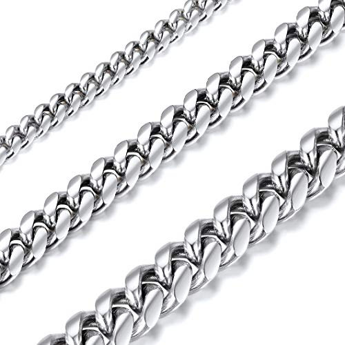 Richsteel 10mm breit 50cm lang Geliederkette Silber herrenkette mit Schmuckbox für herren und männer