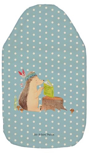 Mr. & Mrs. Panda Wärmflasche Igel Federschmuck - Geschenk, Abenteuer, Wärmflaschenbezug, Lagerfeuer, Tiere, Wärmekissen, Waldtiere, Körnerkissen,