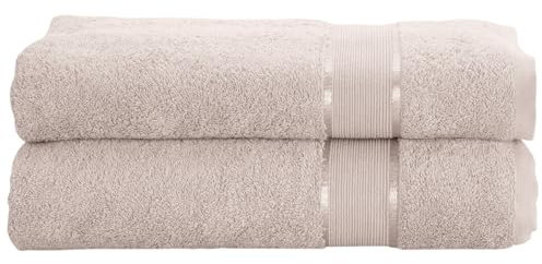 Mixibaby 2er Set Gästetuch Handtuch Duschtuch Badetuch Saunatuch Frottee Baumwolle 500gsm, Größe:Handtuch 50x100cm, Farbe:Beige