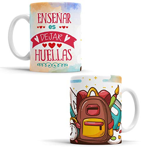 OyC Original y Creativo Taza para Profe - Taza Aquí Bebe el Mejor Maestra del Mundo - Taza Regalo para Profesor - Taza con Frase y Dibujo (PROFE 2)
