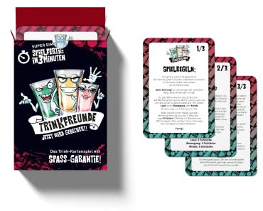 Trinkfreunde – Das perfekte Trinkspiel für jede Party I Kartenspiel mit 128 Karten voller Spaß I Super geeignet als Wichtelgeschenk
