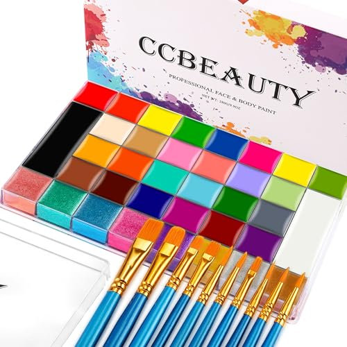 CCbeauty Bodypainting 36 Farben Face Paint Professional Theaterschminke Ölbasierte ungiftige Make-Up-Palette Halloween Körperkunst Party Schminke