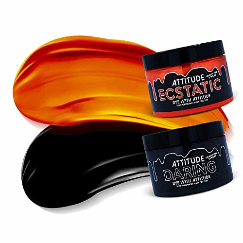 Attitude Hair Dye Haarfärbemittel Semipermanenter Haarfarbstoff HALLOWEEN Duo Kombiset mit 2 Töpfen Haarfärbemittel Schwarz/Orange