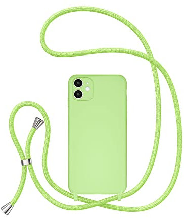 UEEBAI Crossbody Lanyard Phone case for iPhone 11 6.1 inch, Silicone Phone Cover with Adjustable Necklace Strap Soft Belt Neck Cord Lanyard Shockproof Protective Case - Matcha green