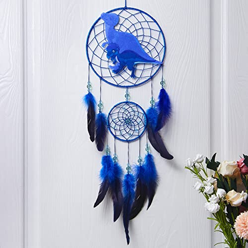 Beinou Traumfänger Kinder Dinosaurier Dreamcatcher Gross Federn Handgemachte Wandbehang Dekoration Dream Catcher Geschenk für Jungen Mädchen Kinderzimmer Schlafzimmer Deko