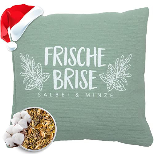Herbalind Kräuterkissen Frische Brise Salbei Minze 20x20 cm - Erkältungskissen mit Füllung ohne Chemie - Kissen Bezug 100% Baumwolle, als Hausmittel bei Erkältung, Duftkissen, anthrazit