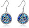 AXELUNA Orecchini pendenti a forma di albero della vita, in argento Sterling, con conchiglia di abalone e chiusura a monachella, idea regalo per donne e ragazze, Argento sterling, Argento