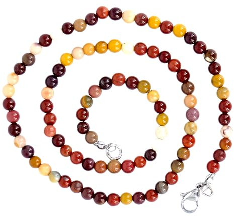 Generisch Taddart Minerals – Bunte Halskette aus dem natürlichen Edelstein Mookait mit 4 mm Kugeln und 45cm Länge – handgefertigt