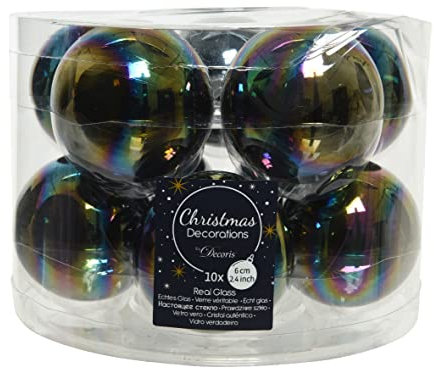 Weihnachtskugeln Glas 6cm x 10 Stück Christbaumkugeln matt glänzend regenbogen schimmernd perlmutt